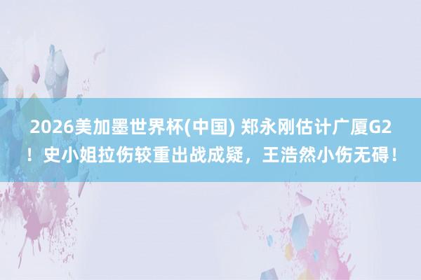 2026美加墨世界杯(中国) 郑永刚估计广厦G2！史小姐拉伤较重出战成疑，王浩然小伤无碍！