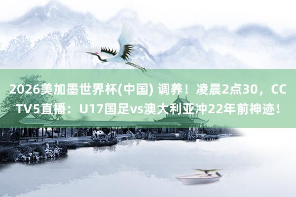 2026美加墨世界杯(中国) 调养！凌晨2点30，CCTV5直播：U17国足vs澳大利亚冲22年前神迹！
