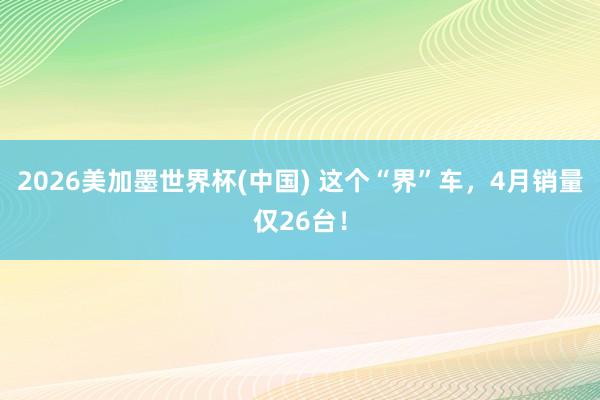 2026美加墨世界杯(中国) 这个“界”车，4月销量仅26台！