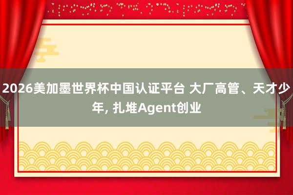 2026美加墨世界杯中国认证平台 大厂高管、天才少年， 扎堆Agent创业
