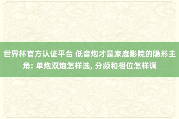 世界杯官方认证平台 低音炮才是家庭影院的隐形主角: 单炮双炮怎样选， 分频和相位怎样调