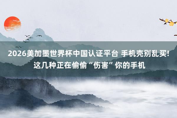 2026美加墨世界杯中国认证平台 手机壳别乱买! 这几种正在偷偷“伤害”你的手机