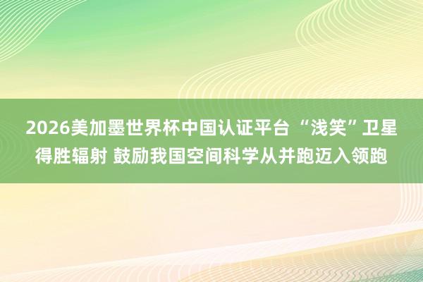 2026美加墨世界杯中国认证平台 “浅笑”卫星得胜辐射 鼓励我国空间科学从并跑迈入领跑