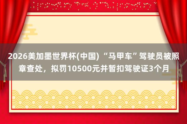 2026美加墨世界杯(中国) “马甲车”驾驶员被照章查处，拟罚10500元并暂扣驾驶证3个月