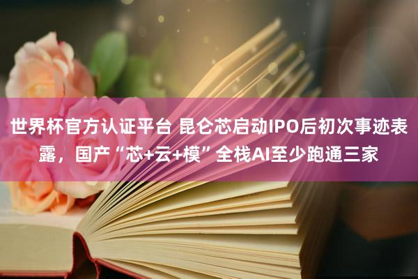 世界杯官方认证平台 昆仑芯启动IPO后初次事迹表露，国产“芯+云+模”全栈AI至少跑通三家