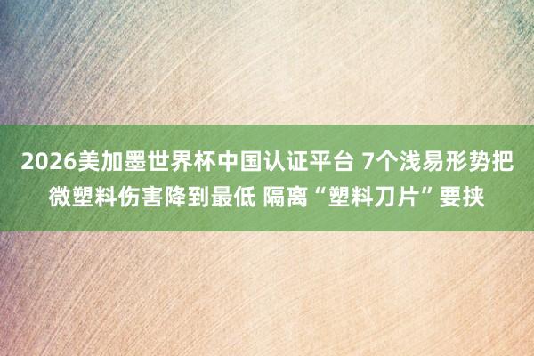 2026美加墨世界杯中国认证平台 7个浅易形势把微塑料伤害降到最低 隔离“塑料刀片”要挟