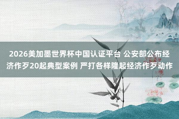 2026美加墨世界杯中国认证平台 公安部公布经济作歹20起典型案例 严打各样隆起经济作歹动作