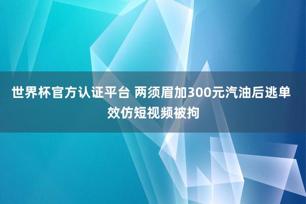 世界杯官方认证平台 两须眉加300元汽油后逃单 效仿短视频被拘