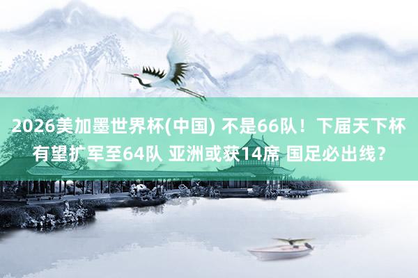 2026美加墨世界杯(中国) 不是66队！下届天下杯有望扩军至64队 亚洲或获14席 国足必出线？