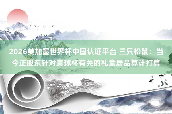 2026美加墨世界杯中国认证平台 三只松鼠：当今正股东针对寰球杯有关的礼盒居品算计打算