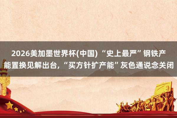 2026美加墨世界杯(中国) “史上最严”钢铁产能置换见解出台， “买方针扩产能”灰色通说念关闭