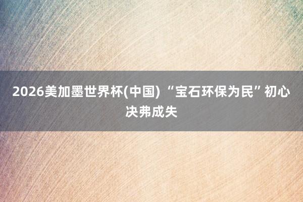 2026美加墨世界杯(中国) “宝石环保为民”初心决弗成失