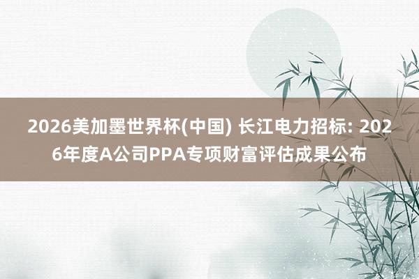 2026美加墨世界杯(中国) 长江电力招标: 2026年度A公司PPA专项财富评估成果公布