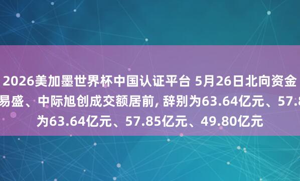 2026美加墨世界杯中国认证平台 5月26日北向资金跟踪: 宁德时期、新易盛、中际旭创成交额居前， 辞别为63.64亿元、57.85亿元、49.80亿元