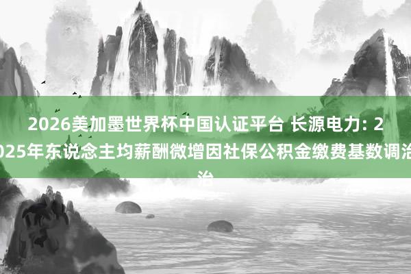 2026美加墨世界杯中国认证平台 长源电力: 2025年东说念主均薪酬微增因社保公积金缴费基数调治