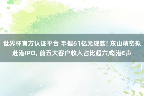 世界杯官方认证平台 手捏61亿元现款! 东山精密拟赴港IPO， 前五大客户收入占比超六成|港E声