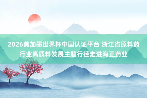 2026美加墨世界杯中国认证平台 浙江省原料药行业高质料发展主题行径走进海正药业