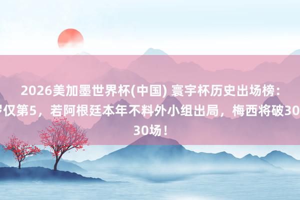 2026美加墨世界杯(中国) 寰宇杯历史出场榜：C罗仅第5，若阿根廷本年不料外小组出局，梅西将破30场！
