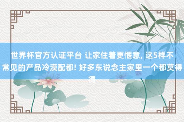 世界杯官方认证平台 让家住着更惬意， 这5样不常见的产品冷漠配都! 好多东说念主家里一个都莫得