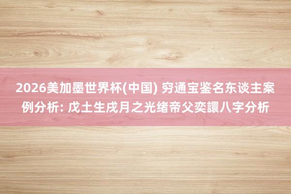 2026美加墨世界杯(中国) 穷通宝鉴名东谈主案例分析: 戊土生戌月之光绪帝父奕譞八字分析