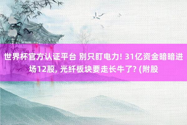 世界杯官方认证平台 别只盯电力! 31亿资金暗暗进场12股, 光纤板块要走长牛了