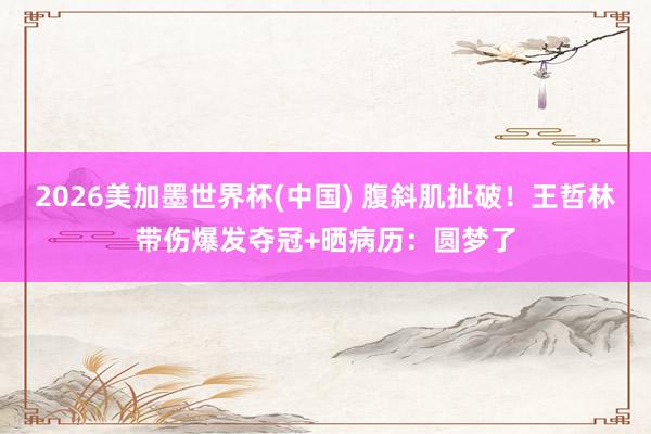 2026美加墨世界杯(中国) 腹斜肌扯破！王哲林带伤爆发夺冠+晒病历：圆梦了