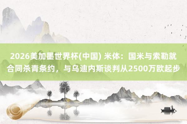 2026美加墨世界杯(中国) 米体：国米与索勒就合同杀青条约，与乌迪内斯谈判从2500万欧起步