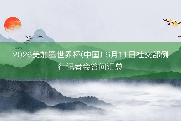 2026美加墨世界杯(中国) 6月11日社交部例行记者会答问汇总