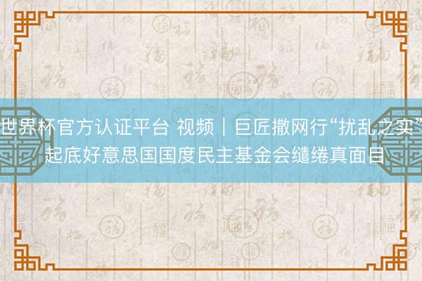 世界杯官方认证平台 视频｜巨匠撒网行“扰乱之实” 起底好意思国国度民主基金会缱绻真面目